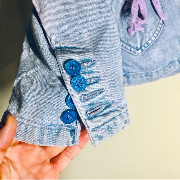 See by Chloe Vintage Lavender Blue Long Sleeve Denim Jacket | Blazer Size 10 - Picture 6 of 8